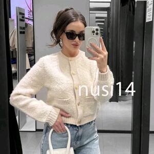 ZARA NEW WOMAN BOUCLÉ KNIT CARDIGAN